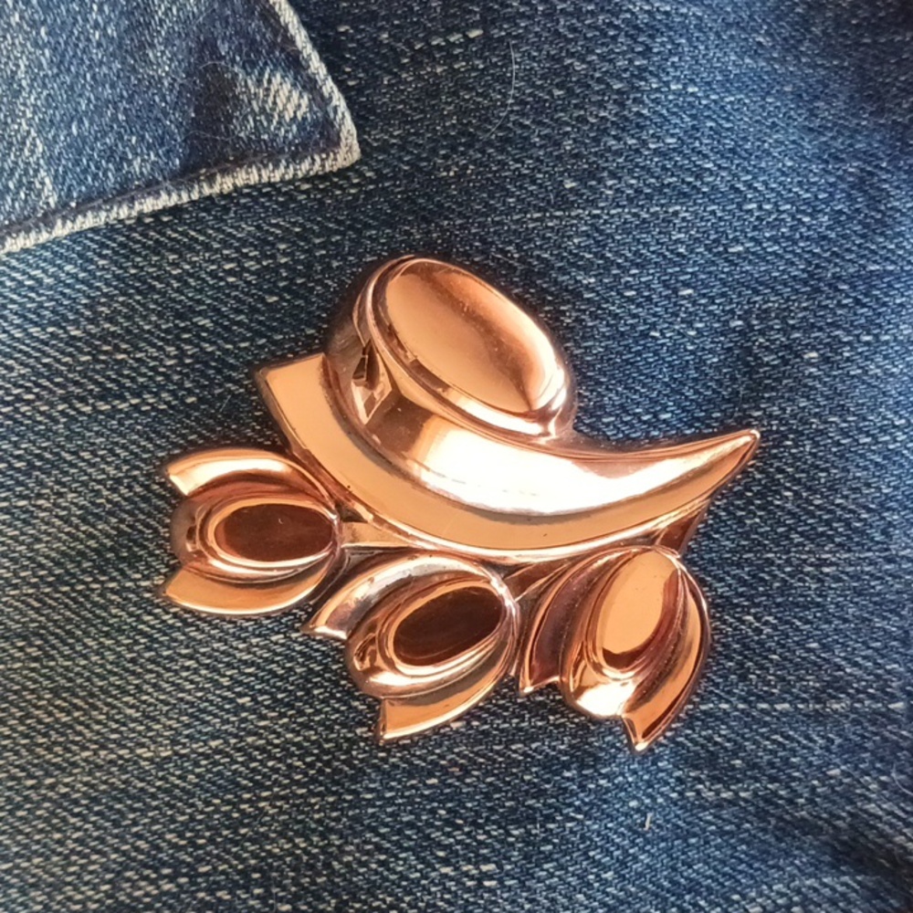 Copper Tulip Brooch By Renoir From Early 1960s Excellent Vintage Condition